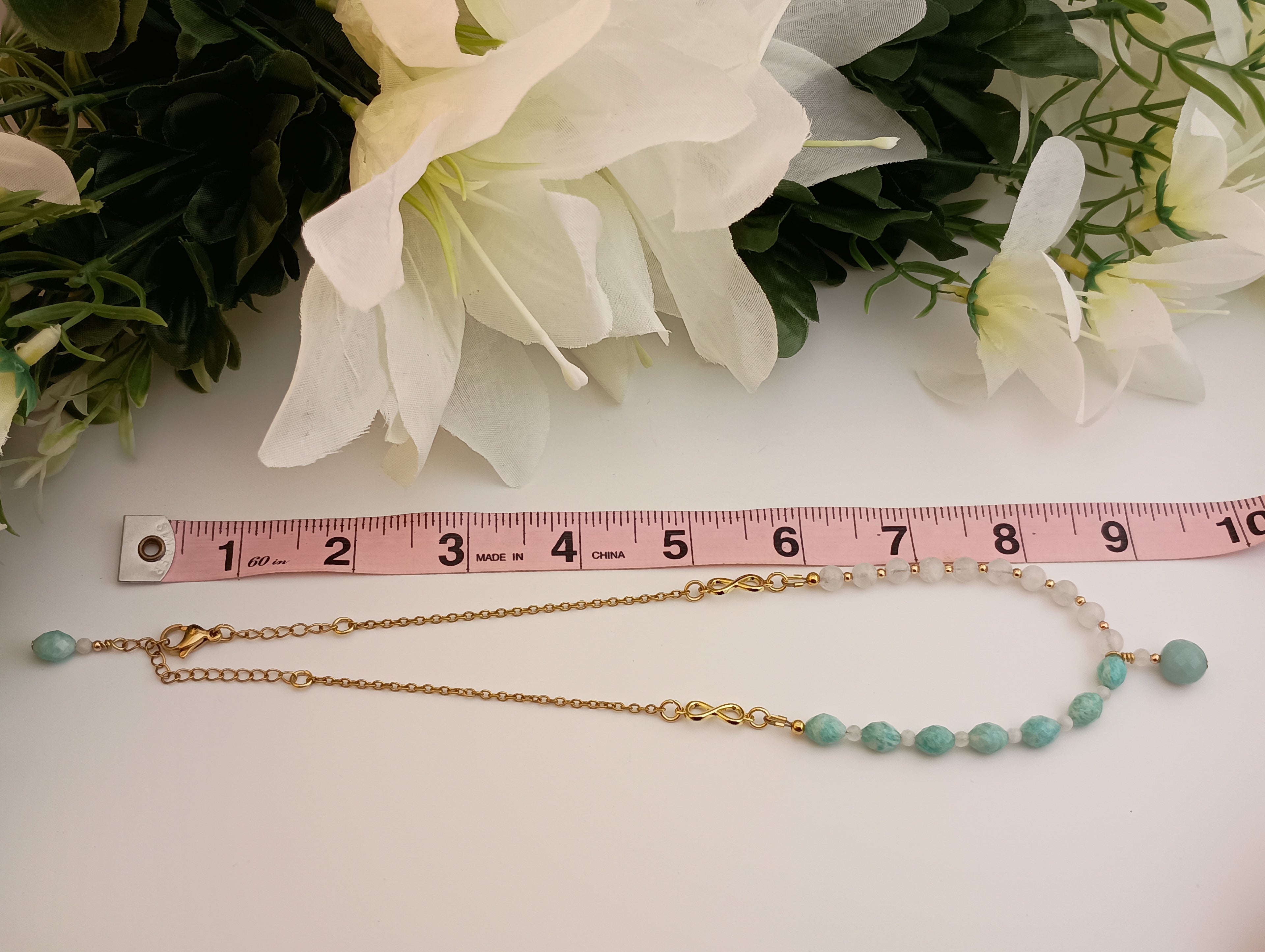 Asymmetric Amazonite & Moonstone Necklace