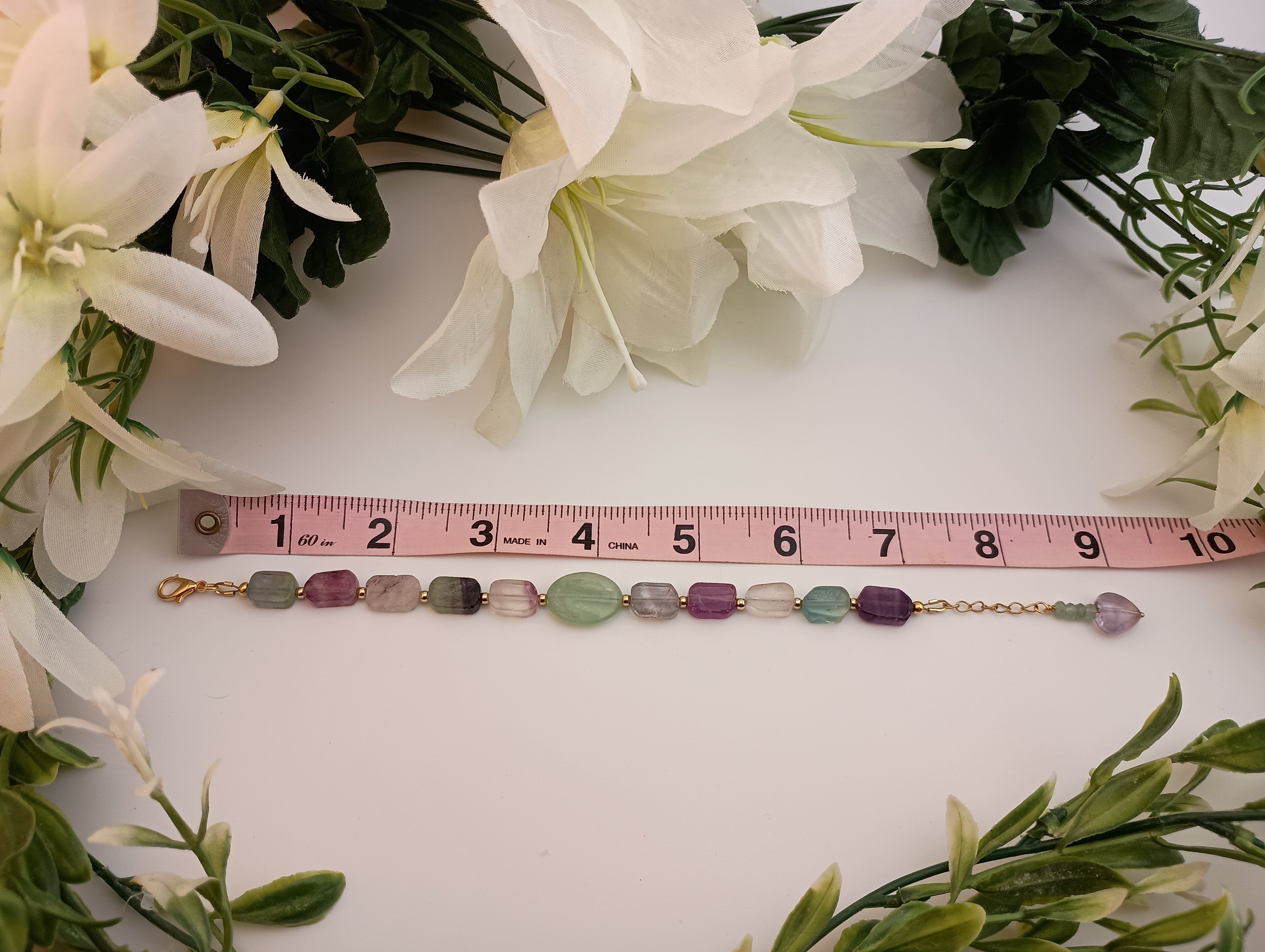 Rainbow Fluorite Bracelet | 18K Gold-Plated | Adjustable