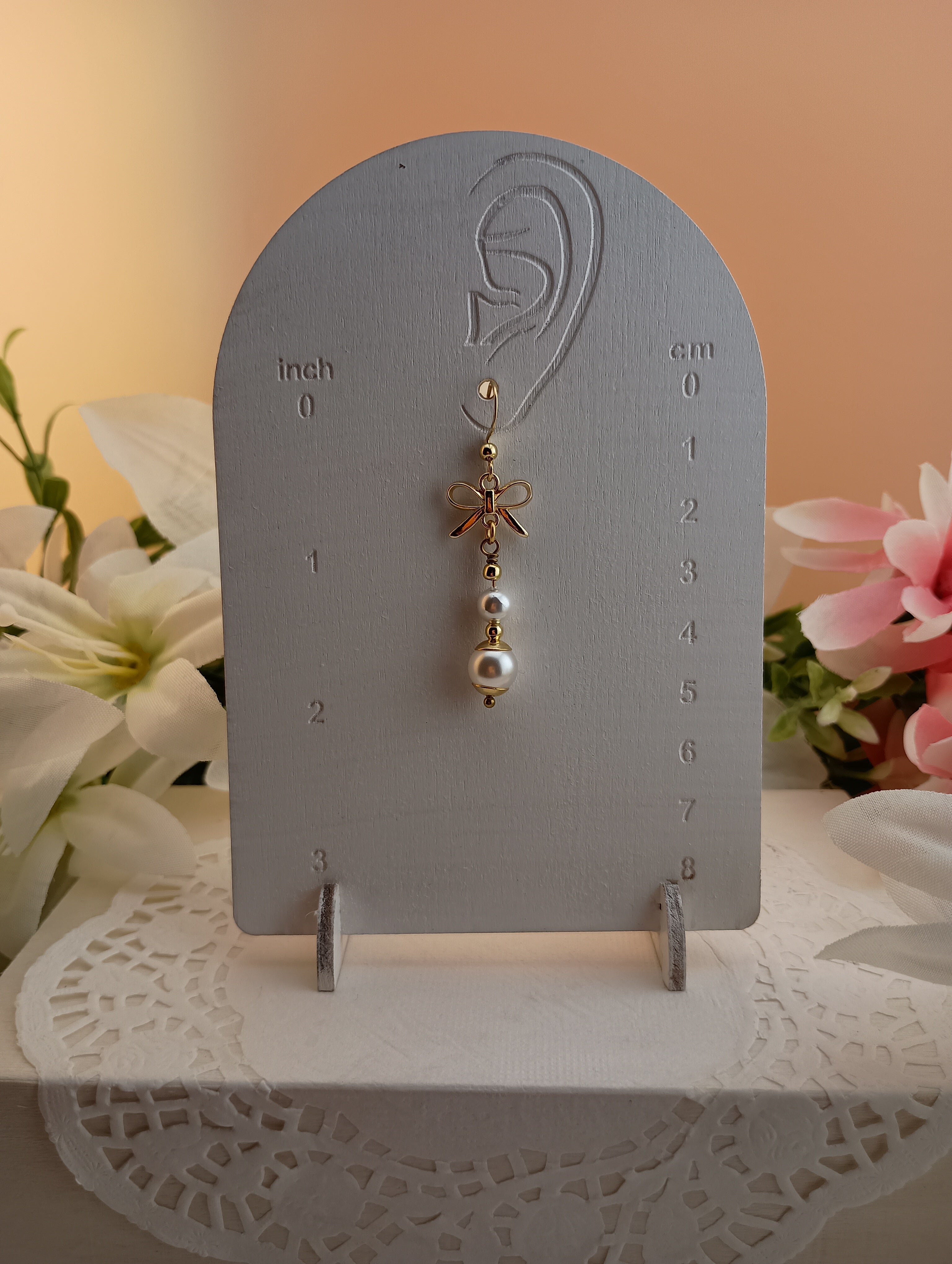 Pearl Bow Drop Earrings