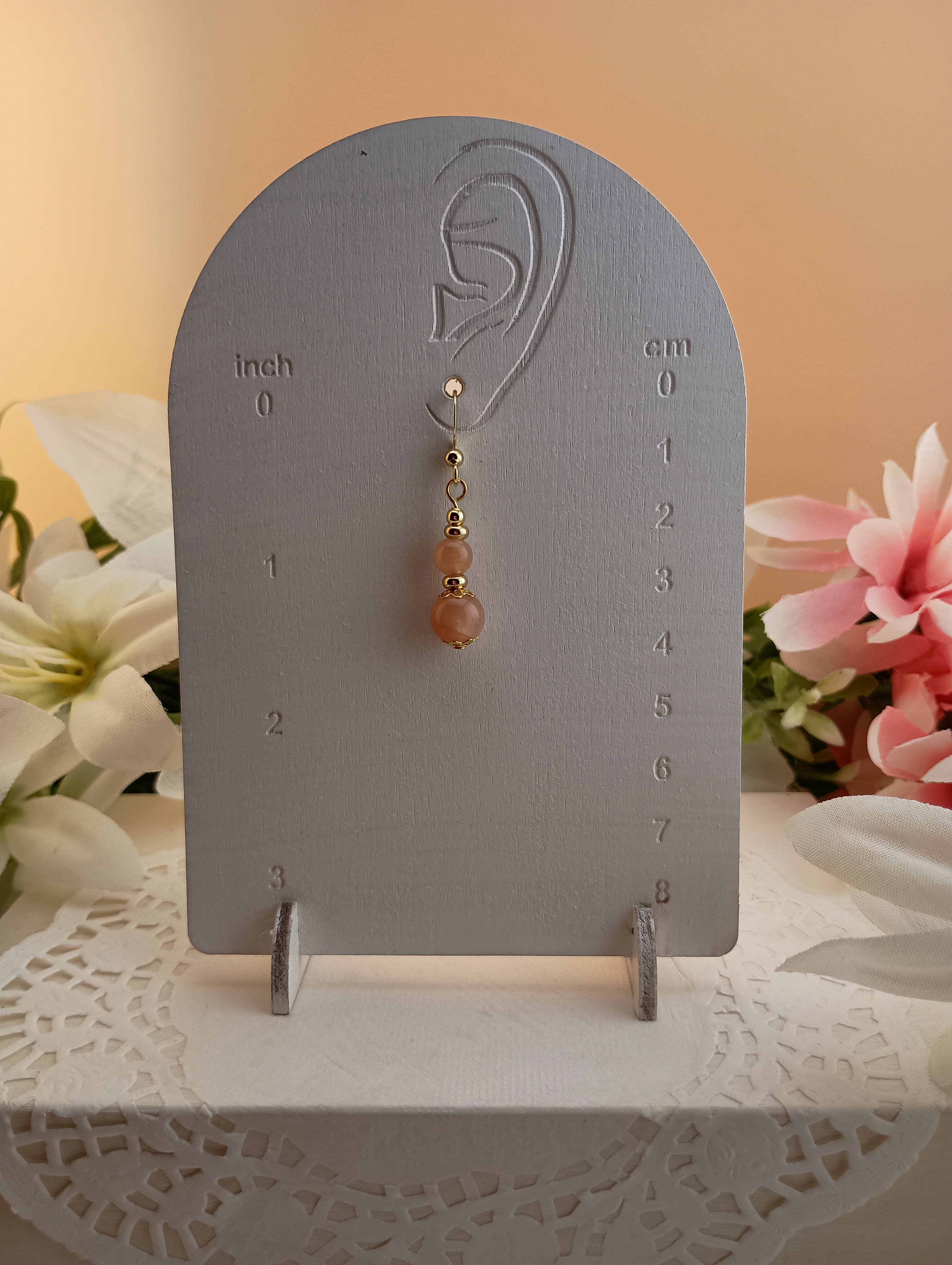 Double Sunstone Drop Earrings