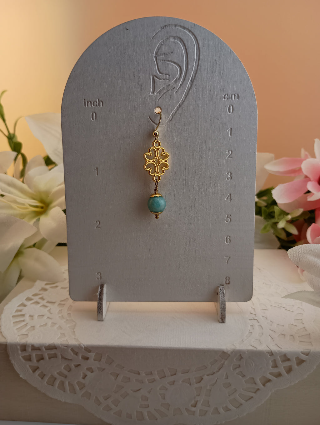 Amazonite Filigree Drop Earrings