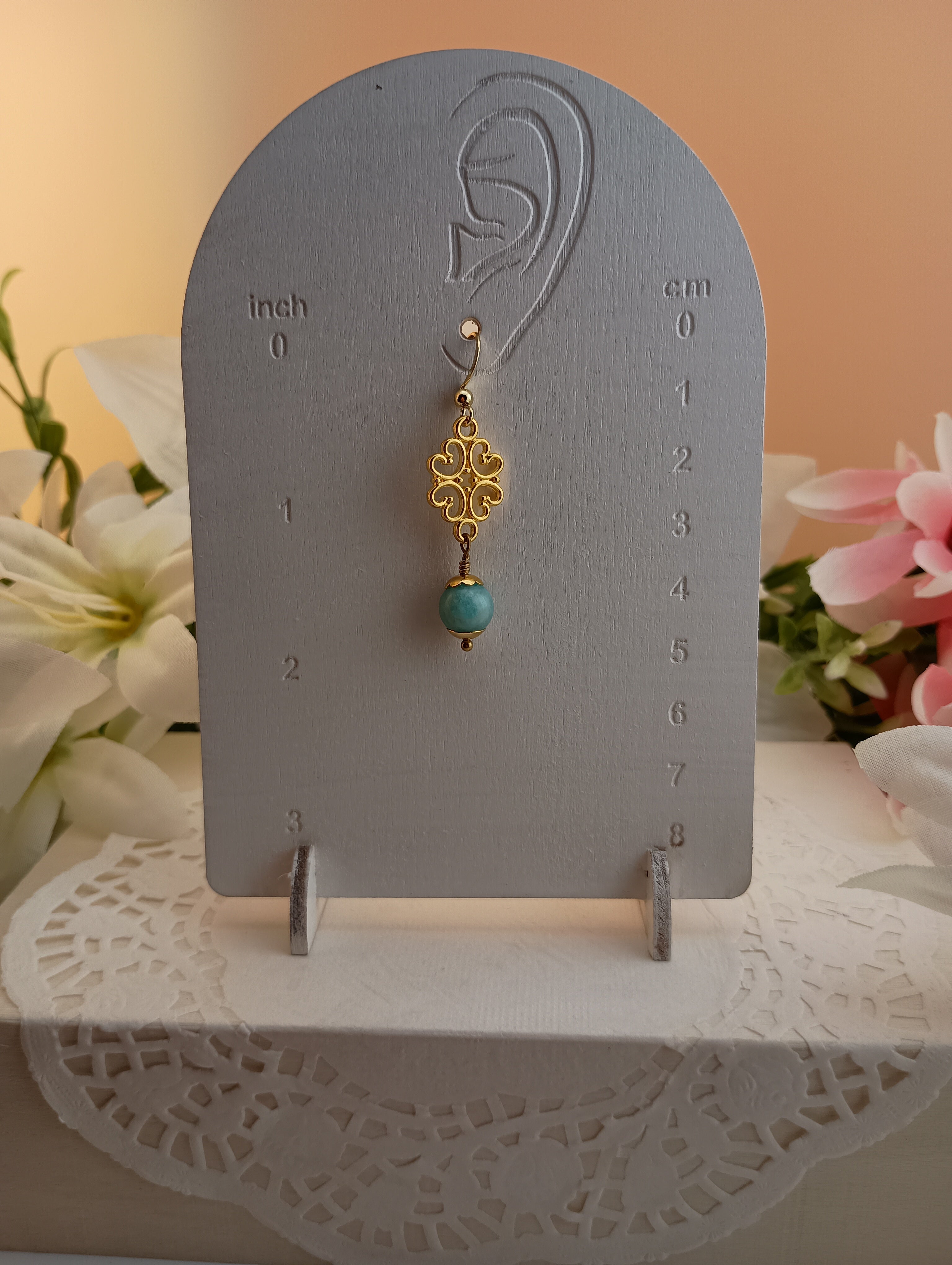 Amazonite Filigree Drop Earrings