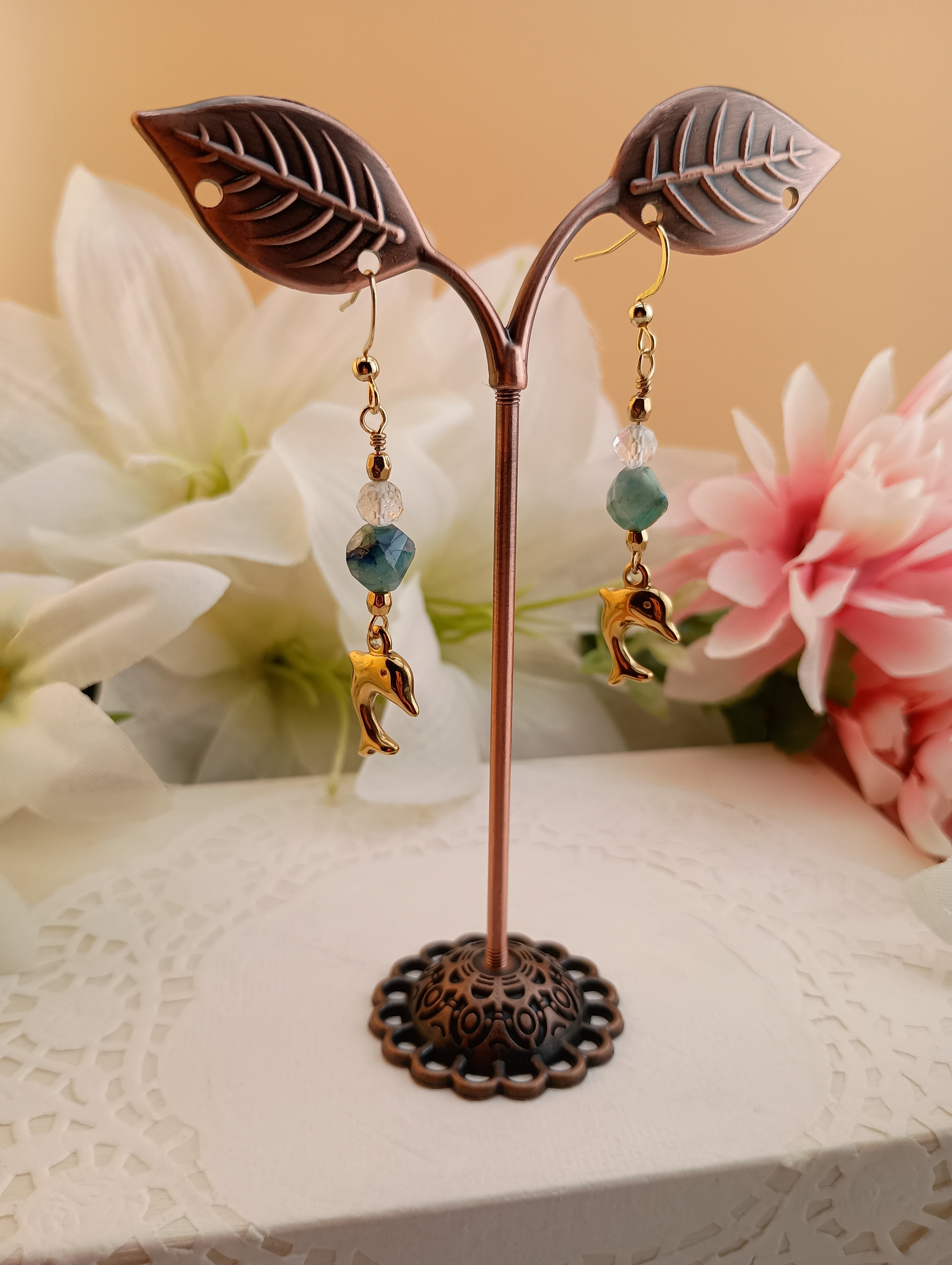 Dolphin Chrysocolla Drop Earrings