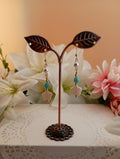 Pearl and Amazonite Drop Earrings with Shell Flower Charm