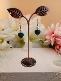 Pearl Drop Earrings with Apatite Heart Bead