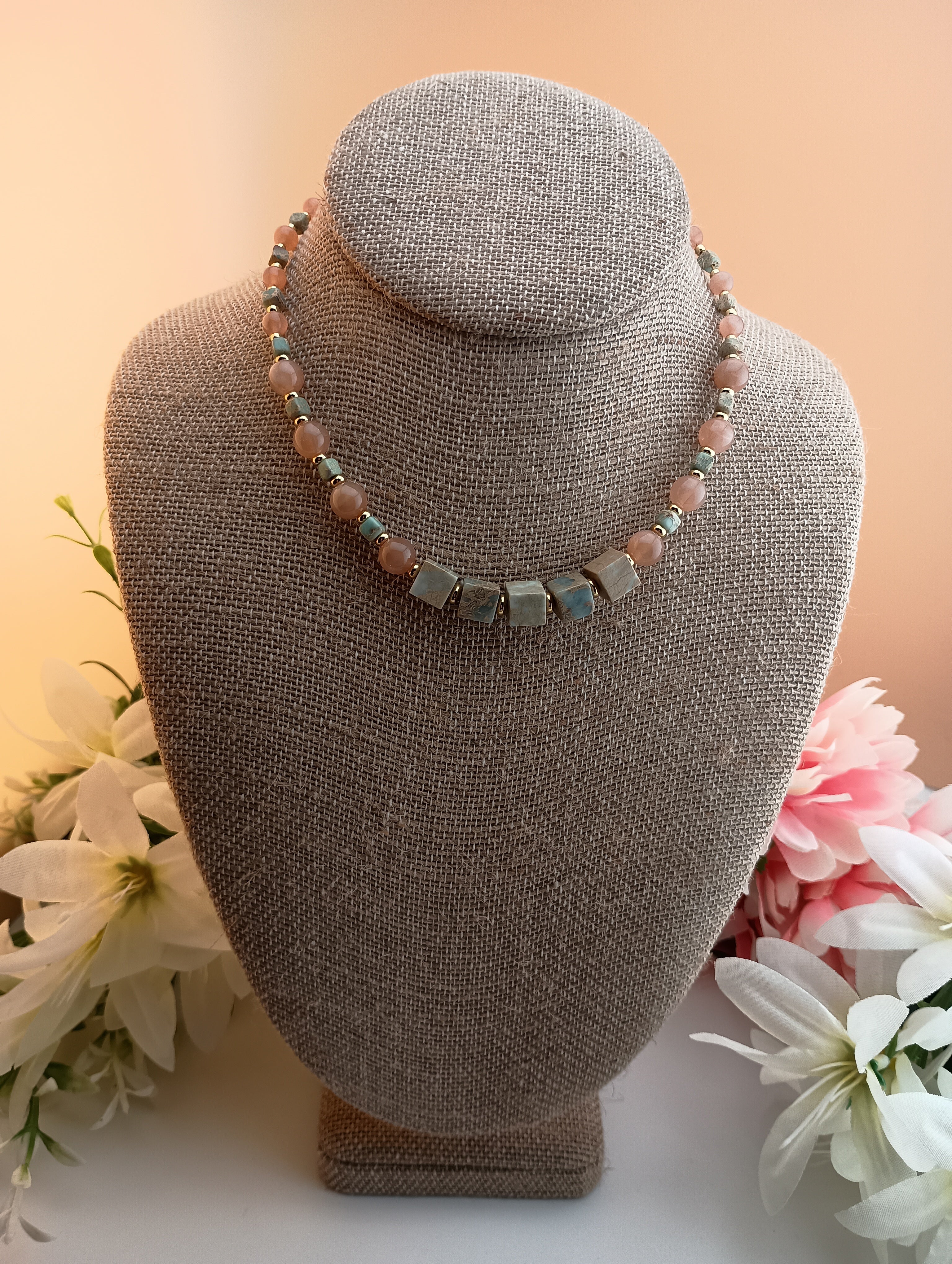 Sunstone & Aqua Terra Jasper Necklace