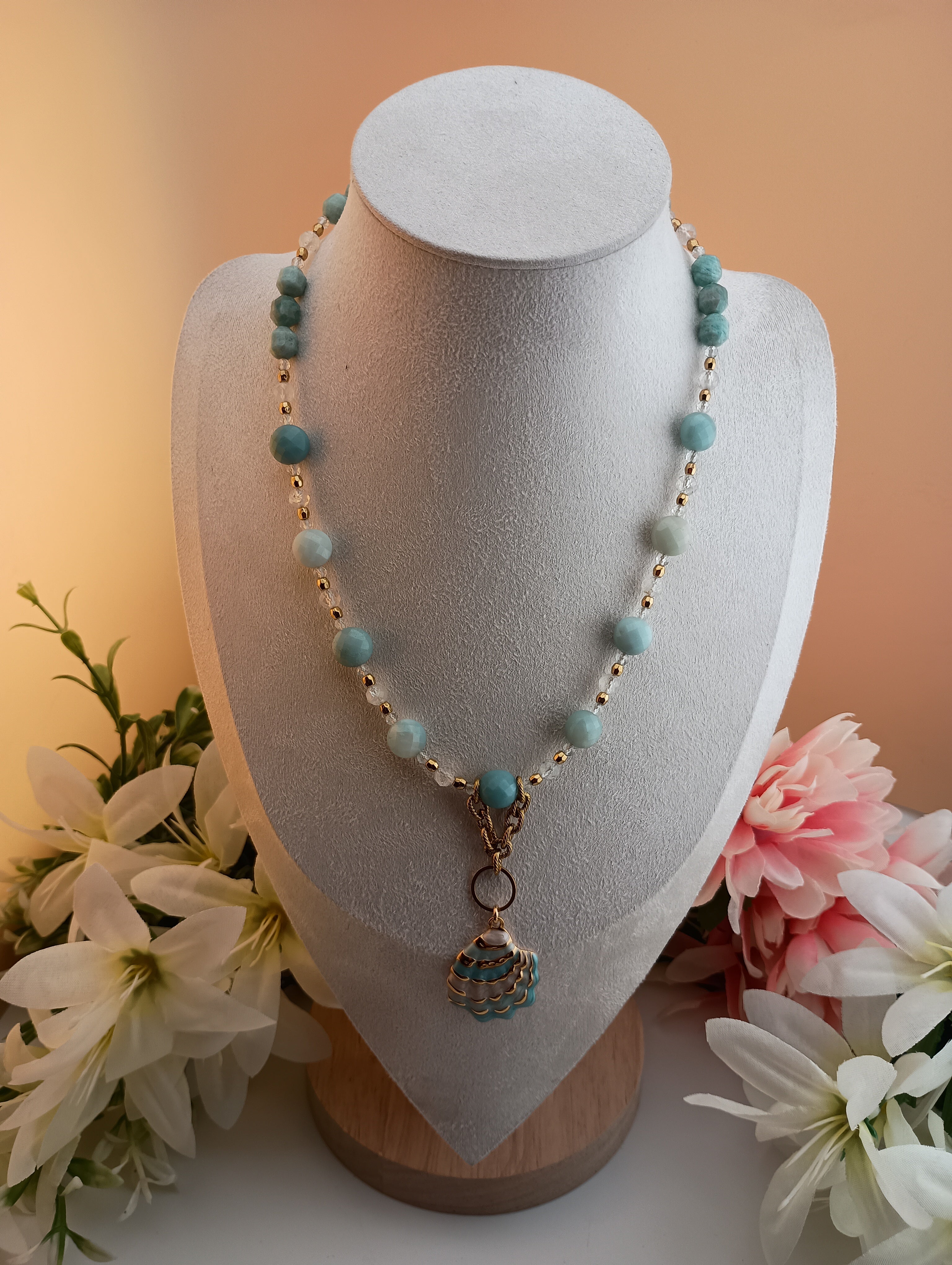 Amazonite Shell Necklace