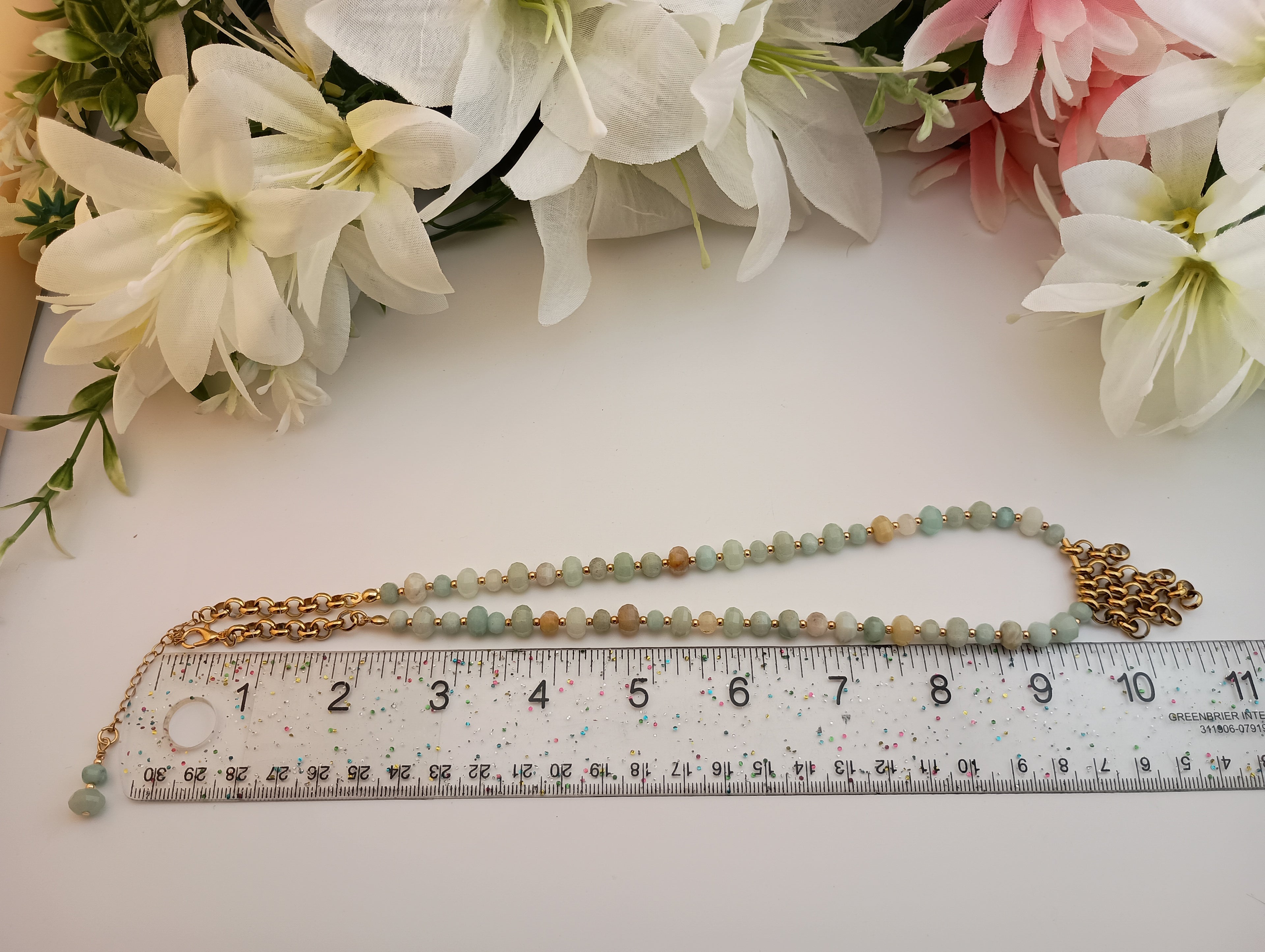 Flower Amazonite Tassel Necklace